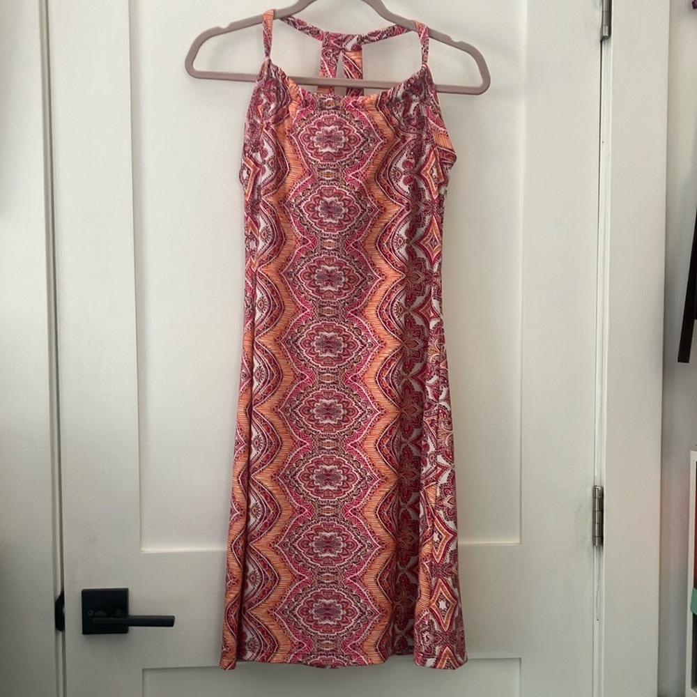 Breathe yoga wear Pink and White summer / Sundress with built-in bra